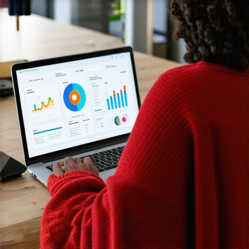 Person reviewing local SEO analytics on a laptop with charts and graphs.