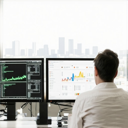 Analyzing Mesa SEO Data Person reviewing local SEO analytics with Mesa cityscape in background