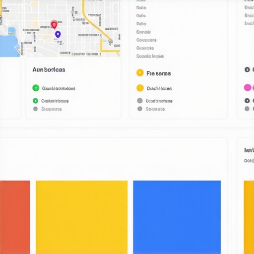 Screenshot of SEO analytics dashboard tracking local map rankings and reviews