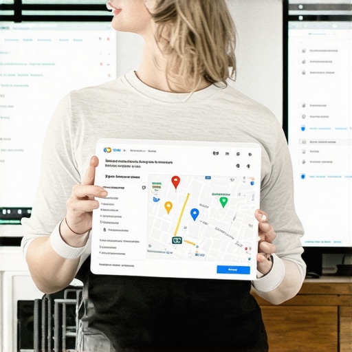 Optimizing Google Maps Profile for Local SEO Business owner updating Google My Business listing on a desktop