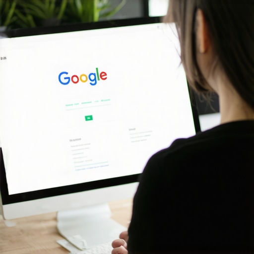 Mesa business owner updating Google My Business profile on a laptop.