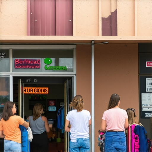 A lively storefront in Mesa with customers and clear signage.