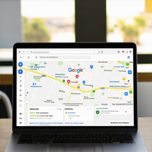 Optimizing Google Maps Profile in Mesa Laptop screen showing Google Maps with Mesa location open.