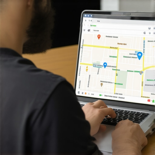 Business owner working on local map optimization in Mesa