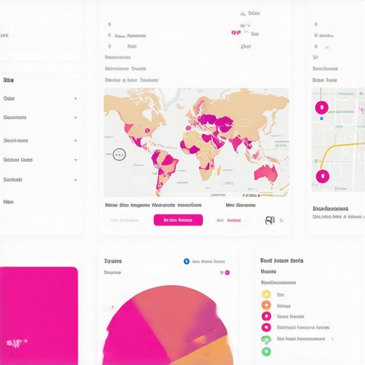 Screenshot of a digital SEO analytics dashboard showing maps and local ranking data.