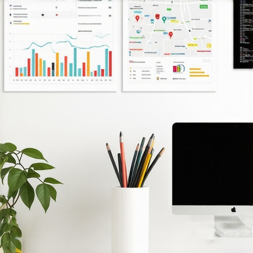 A workspace with SEO and mapping analytics tools for local SEO in Mesa.