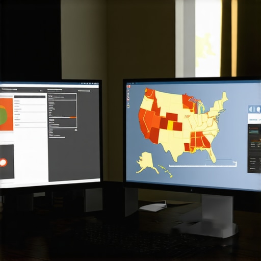 Computer screens showing SEO dashboards and Mesa city maps