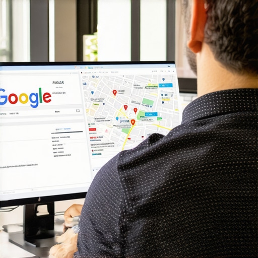 SEO expert working on Google Maps optimization with Mesa background