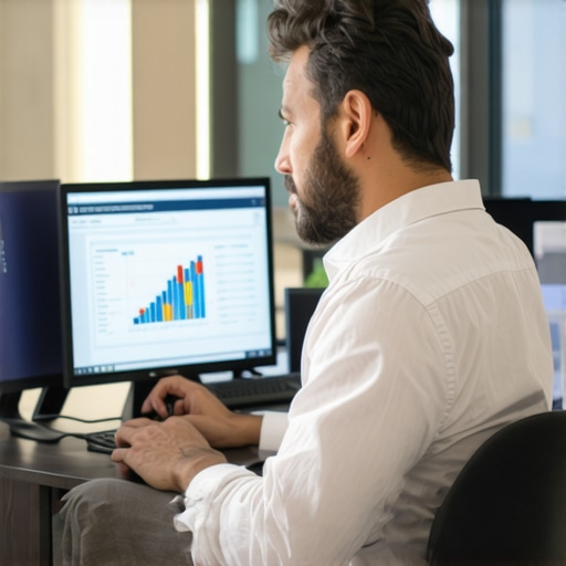 Business owner analyzing local SEO metrics on a laptop